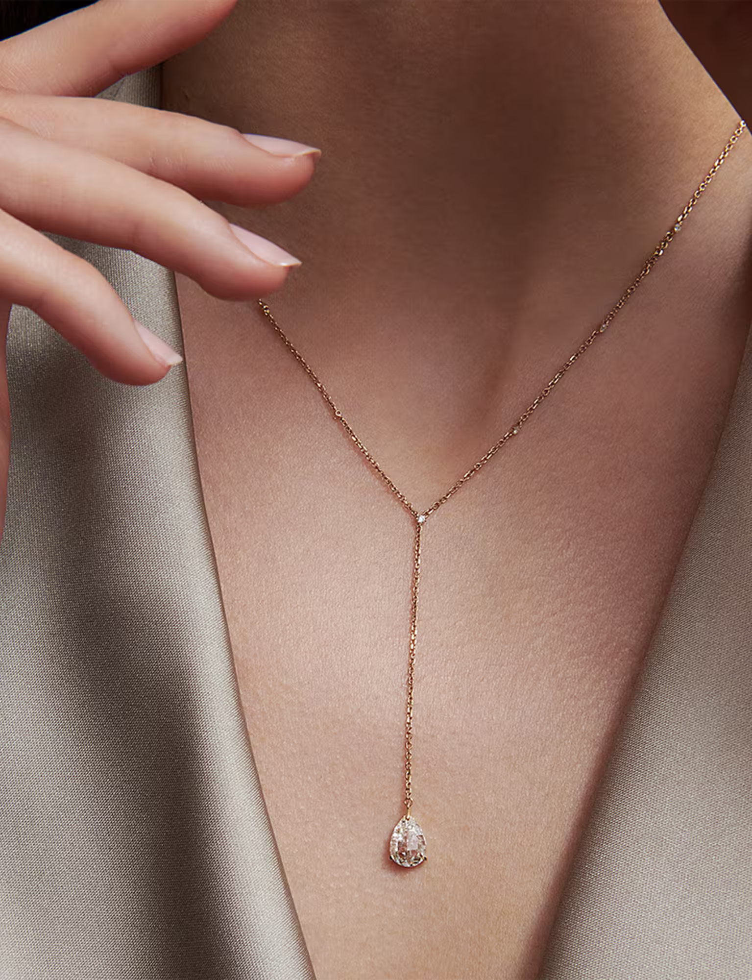 Tear Lariat Necklace
